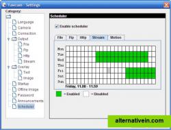 A scheduler to start and stop the output types on predefined times