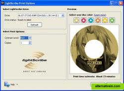 LightScribe Print Options