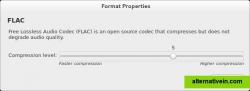 The FLAC encoder properties dialog 