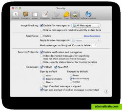 Security is taken seriously by MailMate. This is best illustrated by the Security preferences pane. You have full control of image blocking, spam filtering (third party software), and you can send/receive messages using either OpenPGP or S/MIME.