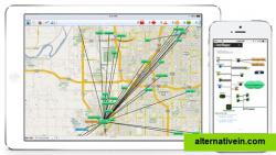 See network devices laid on an actual map for organizations with distributed offices. 