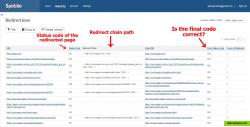 Redirects, chain path, status codes