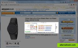 Placing the mouse above the icon will show a tooltip containing the alternative prices.